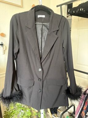 12th Tribe Black Feather Cuff Blazer